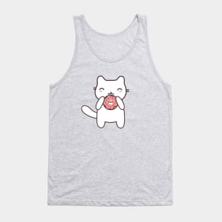 Cute cat eating donut t-shirt Tank Top